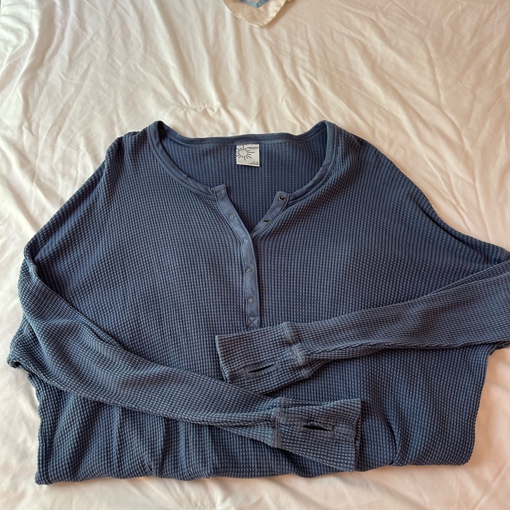 Aerie Blue Waffle Knit Top